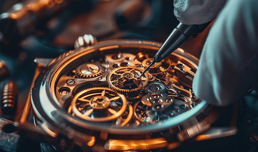 reparador de relojes arreglando un reloj